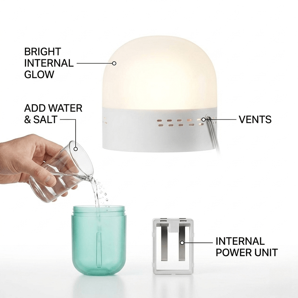 Power Outage Light - Draagbare zoutwaterlamp Compact formaat 65,5 x