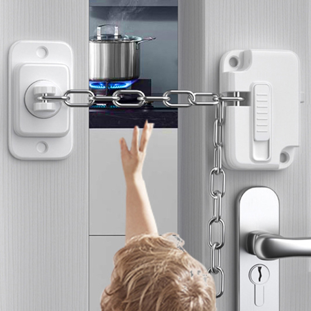 Security Chain Door - Raamveiligheidssloten Zelfklevende raambeveiliging Kinderveiligheidssloten Geen boren